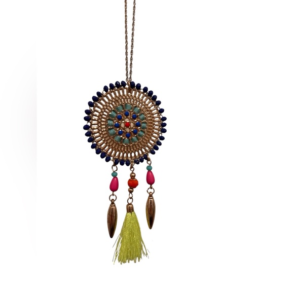 Red Camel Gold Necklace with Blue and Pink Accents - Picture 3 of 4